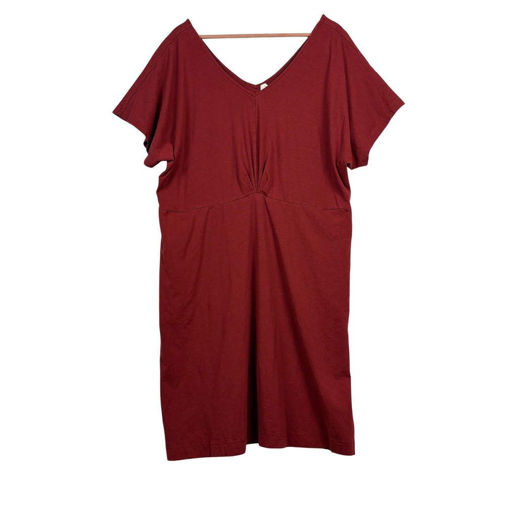 Pact Women Org. Cotton Jersey Fit Flare Knee Length Dress XXL Burgundy Casual